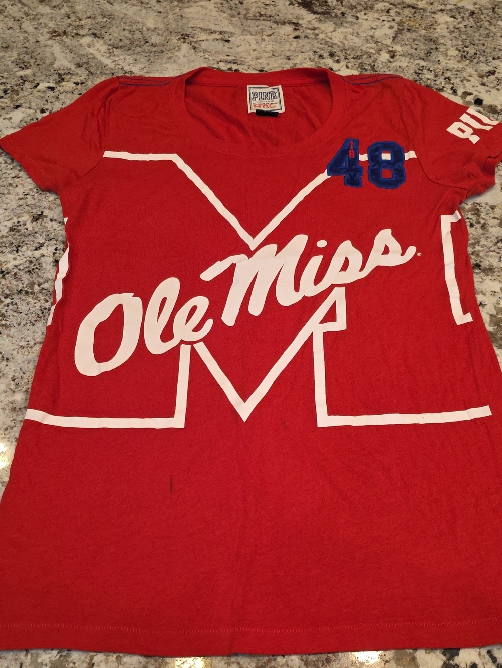 PINK Victoria's Secret Red Ole Miss Graphic Short Sleeve Tee